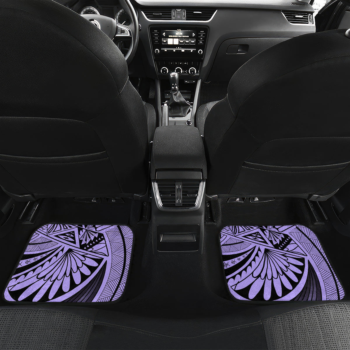 Polynesia Car Mats Tribal Polynesian Spirit With Violet Pacific Flowers LT9 - Wonder Print Shop