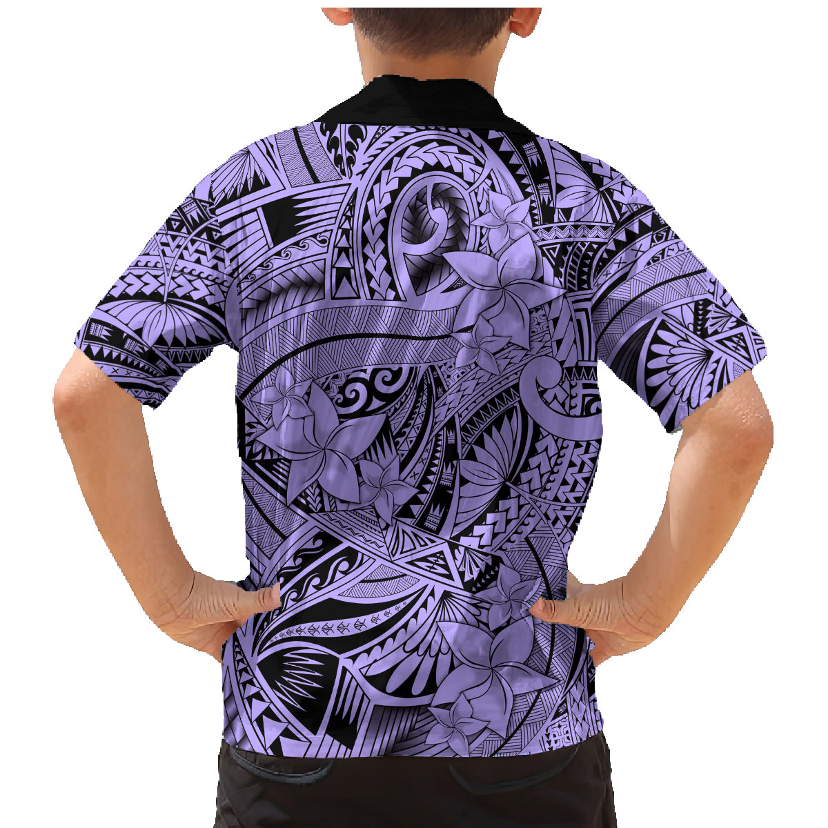 Polynesia Family Matching Mermaid Dress and Hawaiian Shirt Tribal Polynesian Spirit With Violet Pacific Flowers LT9 - Wonder Print Shop