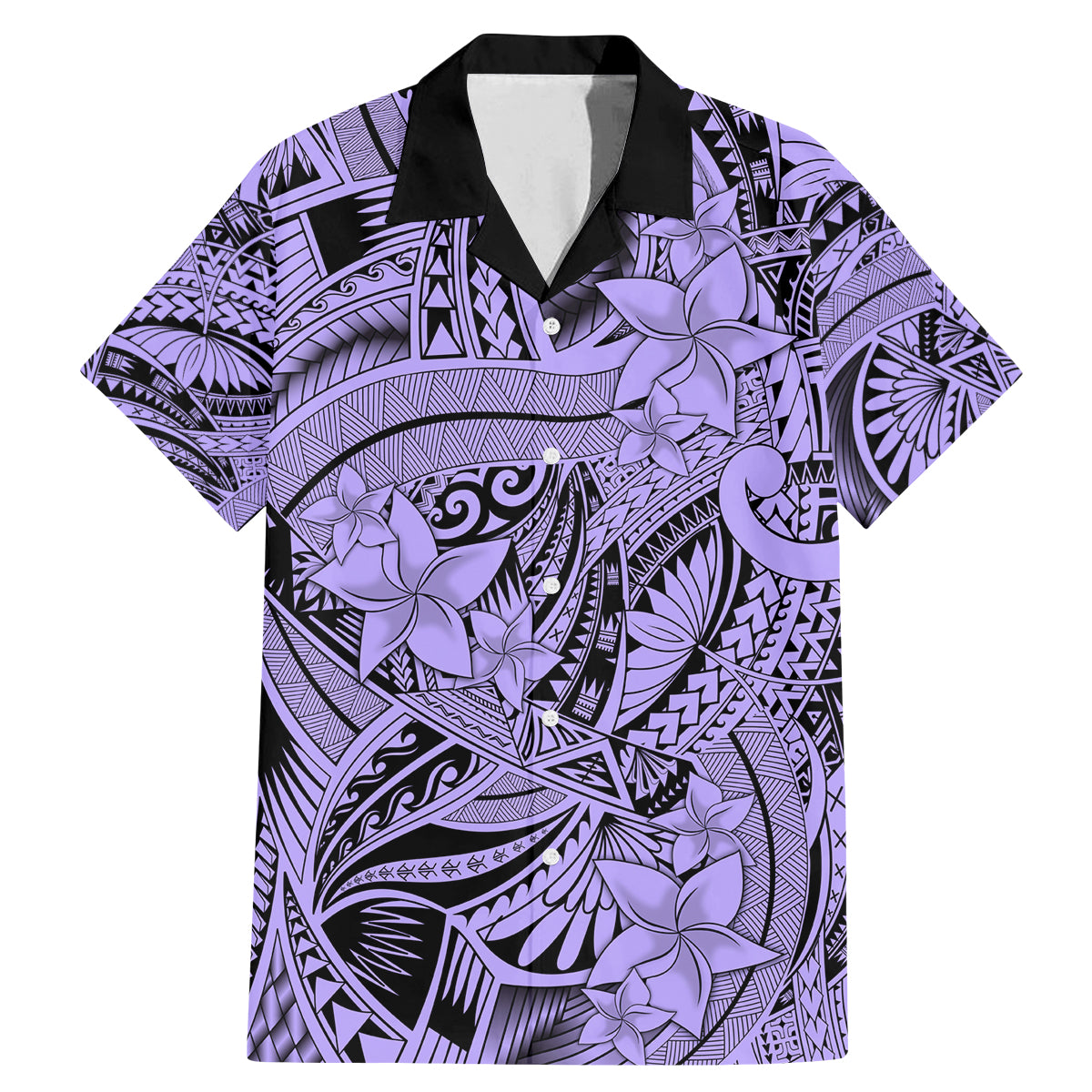 Polynesia Family Matching Mermaid Dress and Hawaiian Shirt Tribal Polynesian Spirit With Violet Pacific Flowers LT9 - Wonder Print Shop