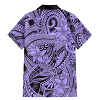 Polynesia Family Matching Mermaid Dress and Hawaiian Shirt Tribal Polynesian Spirit With Violet Pacific Flowers LT9 - Wonder Print Shop