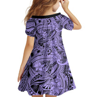 Polynesia Family Matching Off Shoulder Short Dress and Hawaiian Shirt Tribal Polynesian Spirit With Violet Pacific Flowers LT9 - Wonder Print Shop