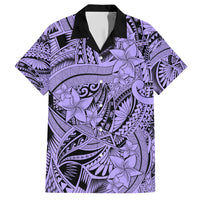 Polynesia Family Matching Short Sleeve Bodycon Dress and Hawaiian Shirt Tribal Polynesian Spirit With Violet Pacific Flowers - Wonder Print Shop