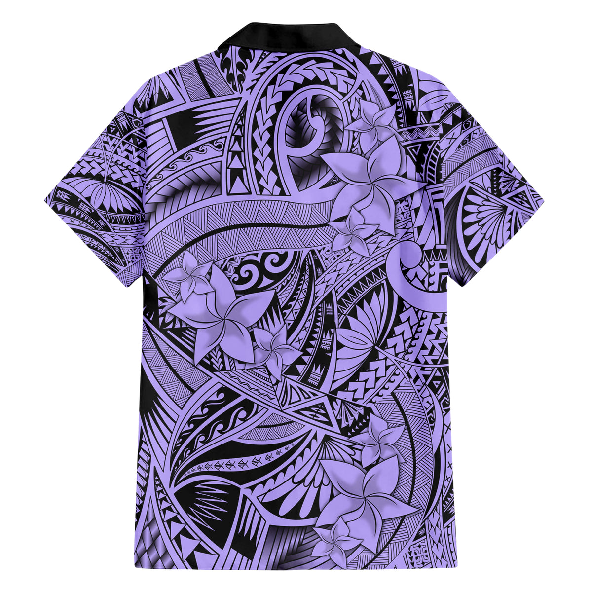 Polynesia Family Matching Short Sleeve Bodycon Dress and Hawaiian Shirt Tribal Polynesian Spirit With Violet Pacific Flowers - Wonder Print Shop