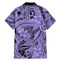 Polynesia Hawaiian Shirt Tribal Polynesian Spirit With Violet Pacific Flowers - Wonder Print Shop