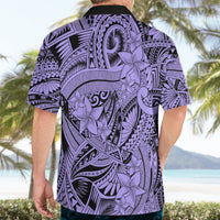 Polynesia Hawaiian Shirt Tribal Polynesian Spirit With Violet Pacific Flowers - Wonder Print Shop