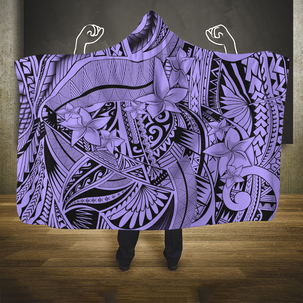 polynesia-hooded-blanket-tribal-polynesian-spirit-with-violet-pacific-flowers