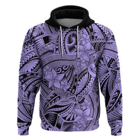 Polynesia Hoodie Tribal Polynesian Spirit With Violet Pacific Flowers - Wonder Print Shop