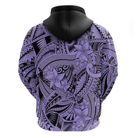Polynesia Hoodie Tribal Polynesian Spirit With Violet Pacific Flowers - Wonder Print Shop