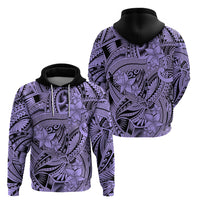 Polynesia Hoodie Tribal Polynesian Spirit With Violet Pacific Flowers - Wonder Print Shop