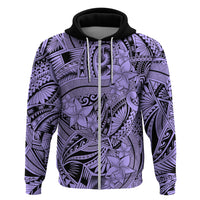 Polynesia Hoodie Tribal Polynesian Spirit With Violet Pacific Flowers - Wonder Print Shop