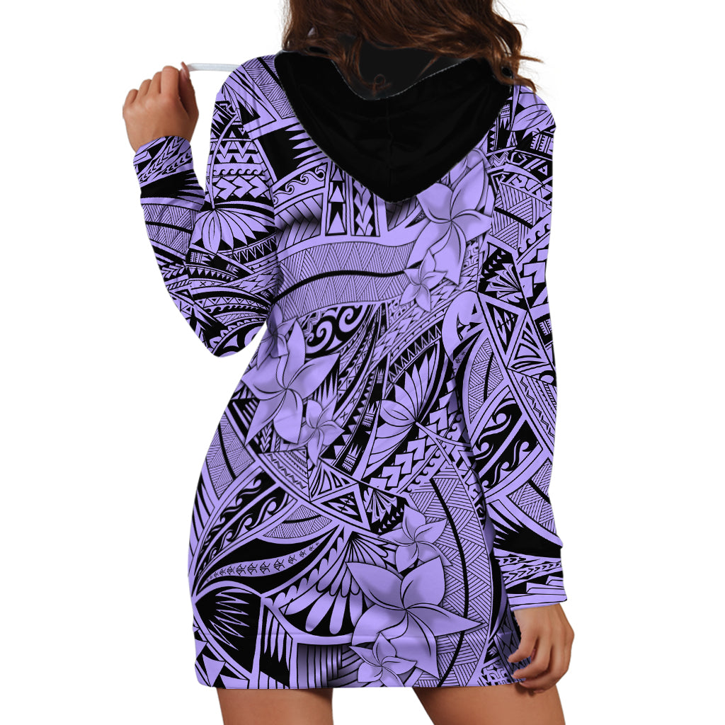 Polynesia Hoodie Dress Tribal Polynesian Spirit With Violet Pacific Flowers - Wonder Print Shop