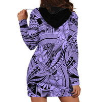Polynesia Hoodie Dress Tribal Polynesian Spirit With Violet Pacific Flowers - Wonder Print Shop