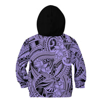 Polynesia Kid Hoodie Tribal Polynesian Spirit With Violet Pacific Flowers - Wonder Print Shop