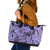 Polynesia Leather Tote Bag Tribal Polynesian Spirit With Violet Pacific Flowers - Wonder Print Shop