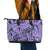 Polynesia Leather Tote Bag Tribal Polynesian Spirit With Violet Pacific Flowers - Wonder Print Shop