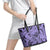 Polynesia Leather Tote Bag Tribal Polynesian Spirit With Violet Pacific Flowers - Wonder Print Shop