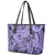 Polynesia Leather Tote Bag Tribal Polynesian Spirit With Violet Pacific Flowers - Wonder Print Shop