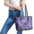 Polynesia Leather Tote Bag Tribal Polynesian Spirit With Violet Pacific Flowers - Wonder Print Shop