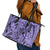Polynesia Leather Tote Bag Tribal Polynesian Spirit With Violet Pacific Flowers - Wonder Print Shop