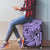 Polynesia Luggage Cover Tribal Polynesian Spirit With Violet Pacific Flowers - Wonder Print Shop