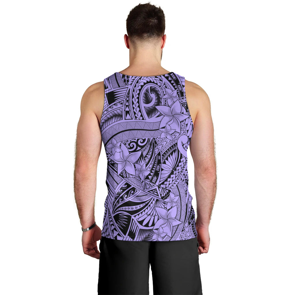 Polynesia Men Tank Top Tribal Polynesian Spirit With Violet Pacific Flowers - Wonder Print Shop