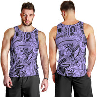 Polynesia Men Tank Top Tribal Polynesian Spirit With Violet Pacific Flowers - Wonder Print Shop