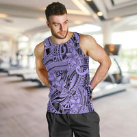 Polynesia Men Tank Top Tribal Polynesian Spirit With Violet Pacific Flowers - Wonder Print Shop