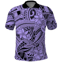 Polynesia Polo Shirt Tribal Polynesian Spirit With Violet Pacific Flowers - Wonder Print Shop