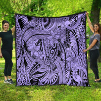 Polynesia Quilt Tribal Polynesian Spirit With Violet Pacific Flowers - Wonder Print Shop