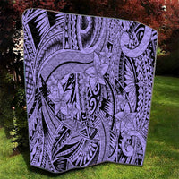 Polynesia Quilt Tribal Polynesian Spirit With Violet Pacific Flowers - Wonder Print Shop