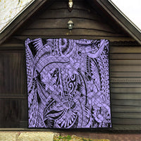 Polynesia Quilt Tribal Polynesian Spirit With Violet Pacific Flowers - Wonder Print Shop