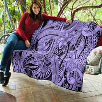 Polynesia Quilt Tribal Polynesian Spirit With Violet Pacific Flowers - Wonder Print Shop