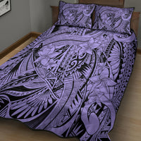Polynesia Quilt Bed Set Tribal Polynesian Spirit With Violet Pacific Flowers - Wonder Print Shop