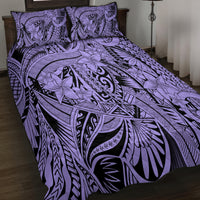 Polynesia Quilt Bed Set Tribal Polynesian Spirit With Violet Pacific Flowers - Wonder Print Shop