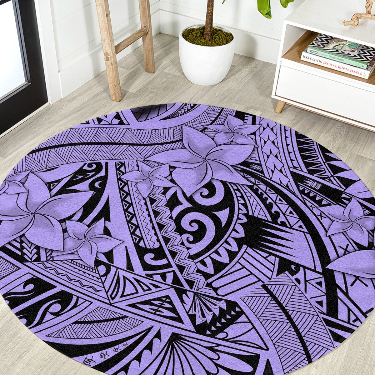 polynesia-round-carpet-tribal-polynesian-spirit-with-violet-pacific-flowers