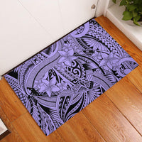 Polynesia Rubber Doormat Tribal Polynesian Spirit With Violet Pacific Flowers - Wonder Print Shop