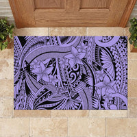 Polynesia Rubber Doormat Tribal Polynesian Spirit With Violet Pacific Flowers - Wonder Print Shop