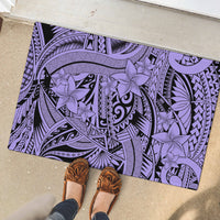 Polynesia Rubber Doormat Tribal Polynesian Spirit With Violet Pacific Flowers - Wonder Print Shop