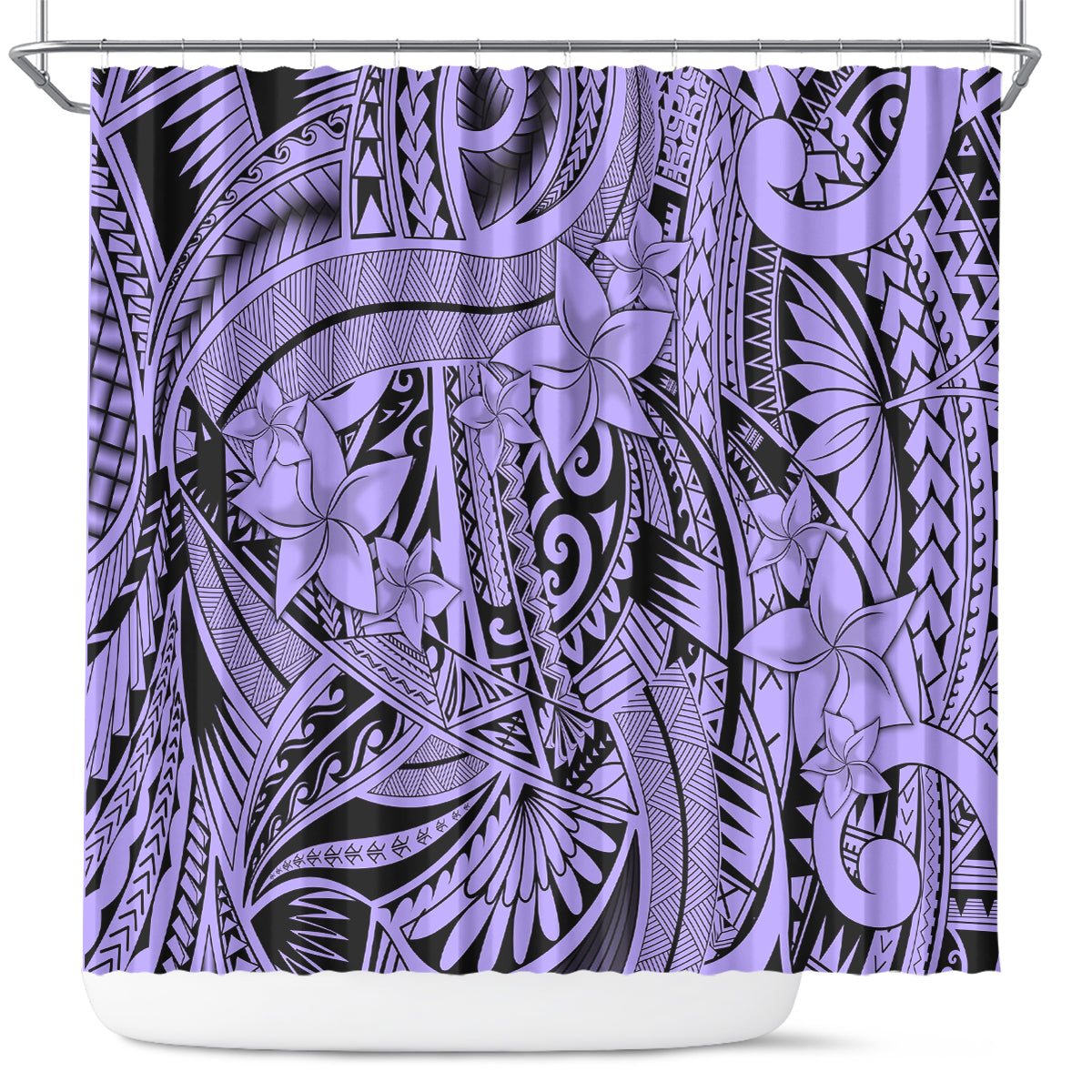 polynesia-shower-curtain-tribal-polynesian-spirit-with-violet-pacific-flowers
