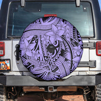 Polynesia Spare Tire Cover Tribal Polynesian Spirit With Violet Pacific Flowers - Wonder Print Shop