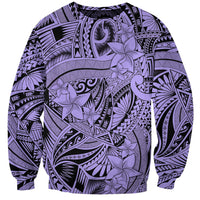 Polynesia Sweatshirt Tribal Polynesian Spirit With Violet Pacific Flowers - Wonder Print Shop