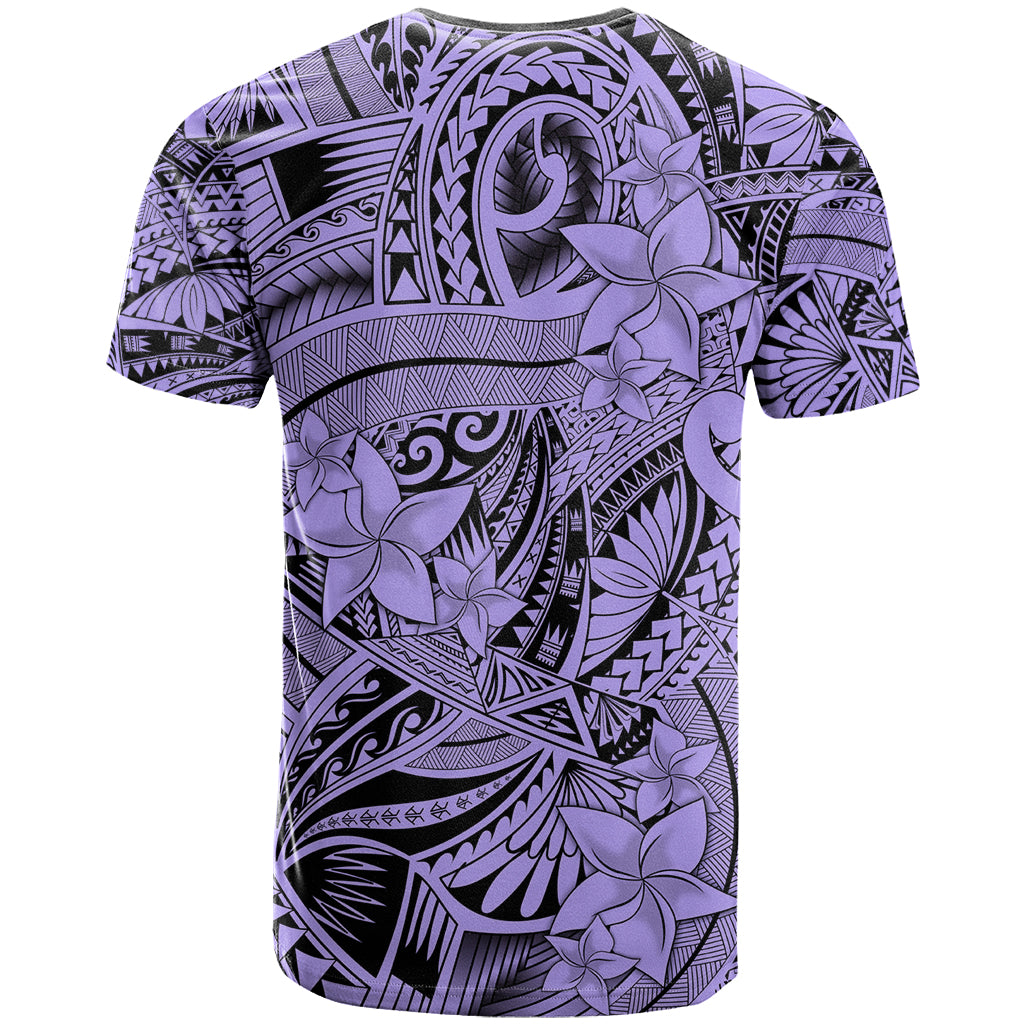 Polynesia T Shirt Tribal Polynesian Spirit With Violet Pacific Flowers - Wonder Print Shop