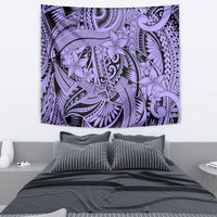 Polynesia Tapestry Tribal Polynesian Spirit With Violet Pacific Flowers - Wonder Print Shop