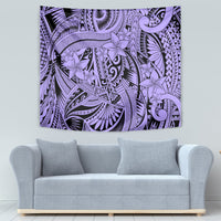 Polynesia Tapestry Tribal Polynesian Spirit With Violet Pacific Flowers - Wonder Print Shop