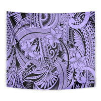 Polynesia Tapestry Tribal Polynesian Spirit With Violet Pacific Flowers - Wonder Print Shop