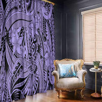 Polynesia Window Curtain Tribal Polynesian Spirit With Violet Pacific Flowers - Wonder Print Shop