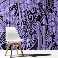 Polynesia Window Curtain Tribal Polynesian Spirit With Violet Pacific Flowers - Wonder Print Shop