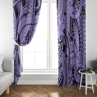 Polynesia Window Curtain Tribal Polynesian Spirit With Violet Pacific Flowers - Wonder Print Shop