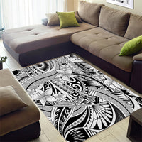 Polynesia Area Rug Tribal Polynesian Spirit With White Pacific Flowers LT9 - Wonder Print Shop
