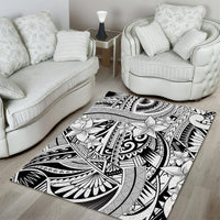 Polynesia Area Rug Tribal Polynesian Spirit With White Pacific Flowers LT9 - Wonder Print Shop